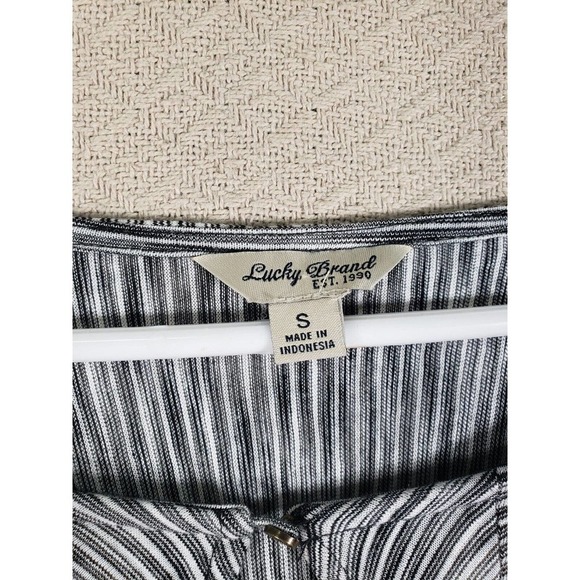 Lucky Brand Dress Womens Small White Black Striped Short Sleeve Keyhole Neck - Picture 6 of 9